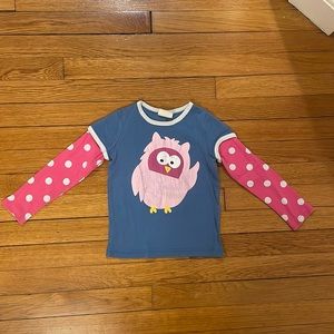 Mini Boden long sleeve owl tee. 3-4Y